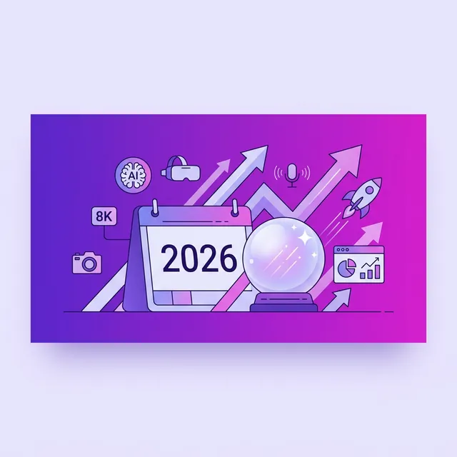 2026 블로그 트렌드 — 미래형 캘린더와 트렌드 화살표 일러스트