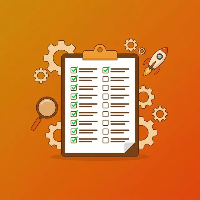 블로그 자동화 체크리스트 — 20개 항목이 체크된 클립보드와 자동화 도구 아이콘 일러스트