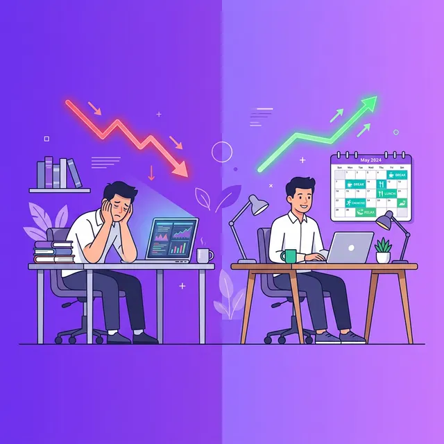 블로그 번아웃 예방 — 에너지 관리와 균형 일러스트