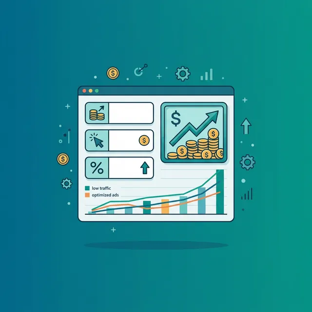 블로그 수익 계산기 — RPM, CPC, CTR 입력과 예상 수익 출력 일러스트