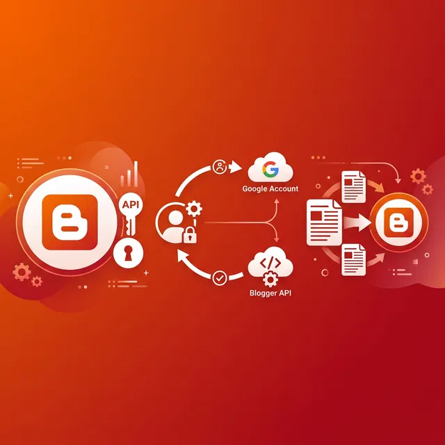 구글 블로거 API 자동 발행 — OAuth 흐름과 API 콘텐츠 업로드 일러스트