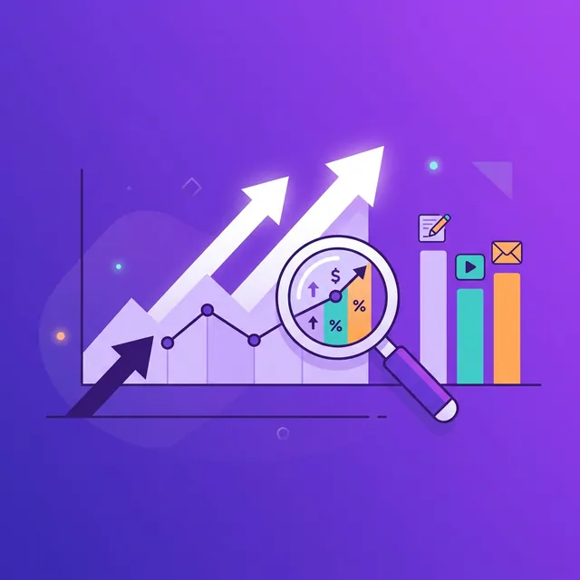 콘텐츠 마케팅 ROI — 투자 대비 수익 그래프와 데이터 분석 일러스트