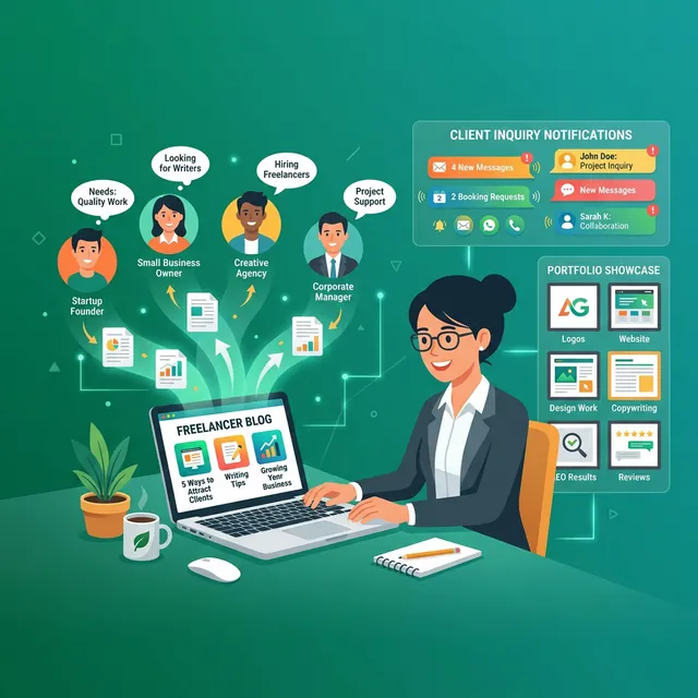 프리랜서 블로그 — 블로그를 통해 고객이 유입되는 일러스트